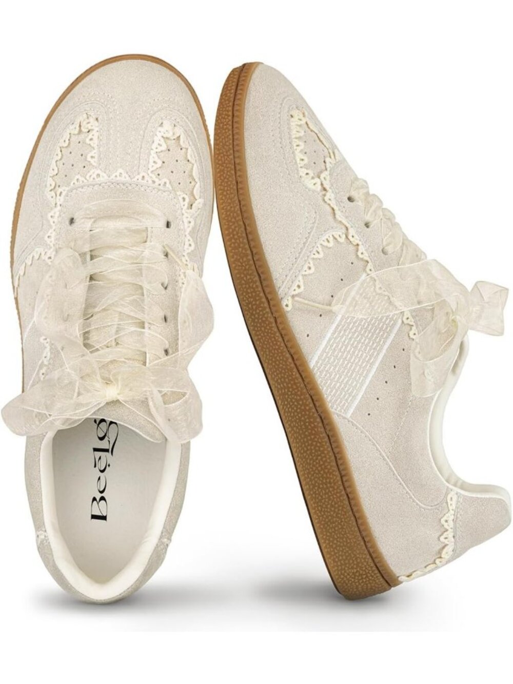 Chic Lace-Up Casual Sneakers for Women | Elegant Ribbon Detail & Memory Foam